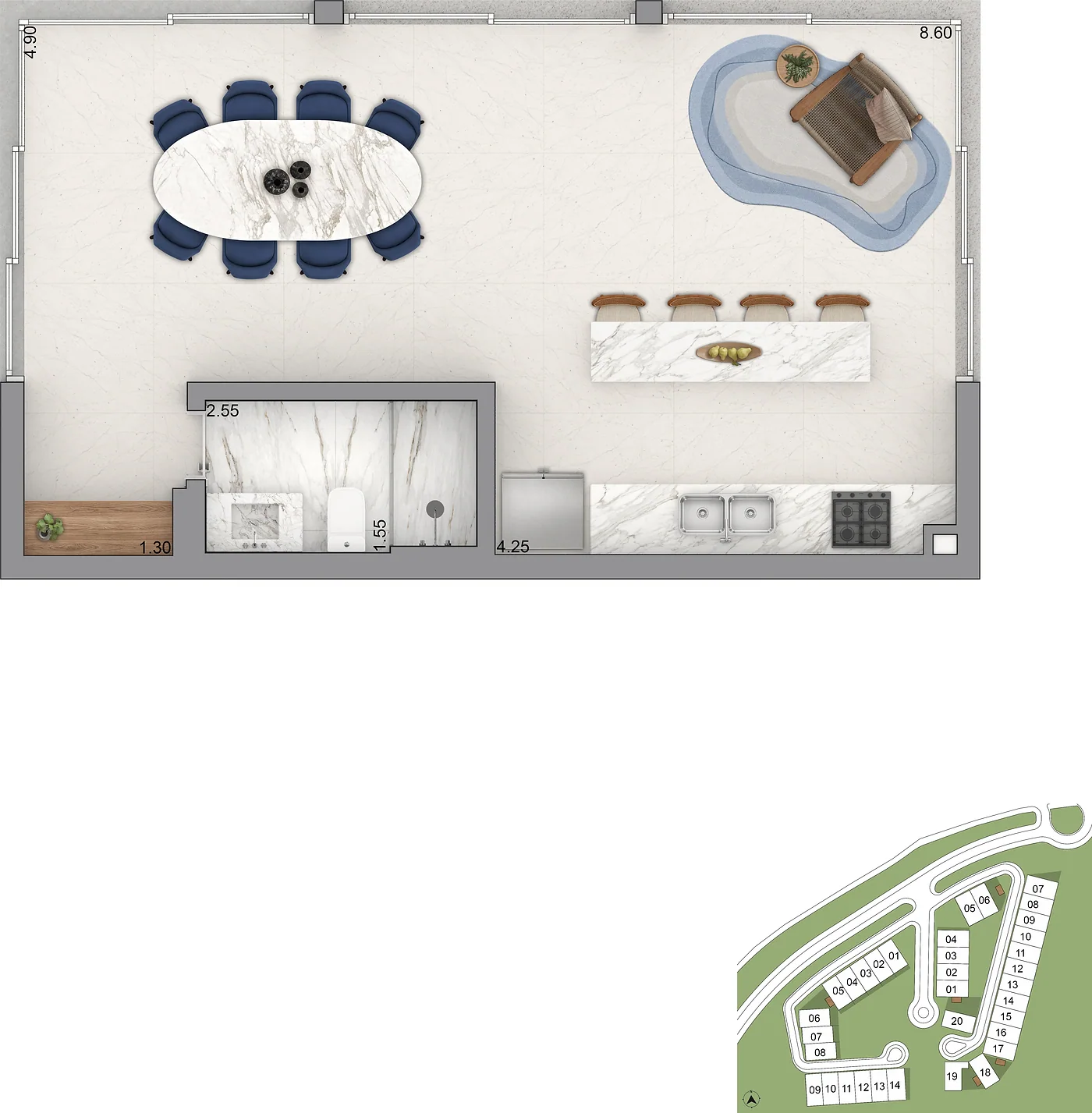 Planta Villa Riviera · anexo — Anexo · gourmet, Opção de anexo