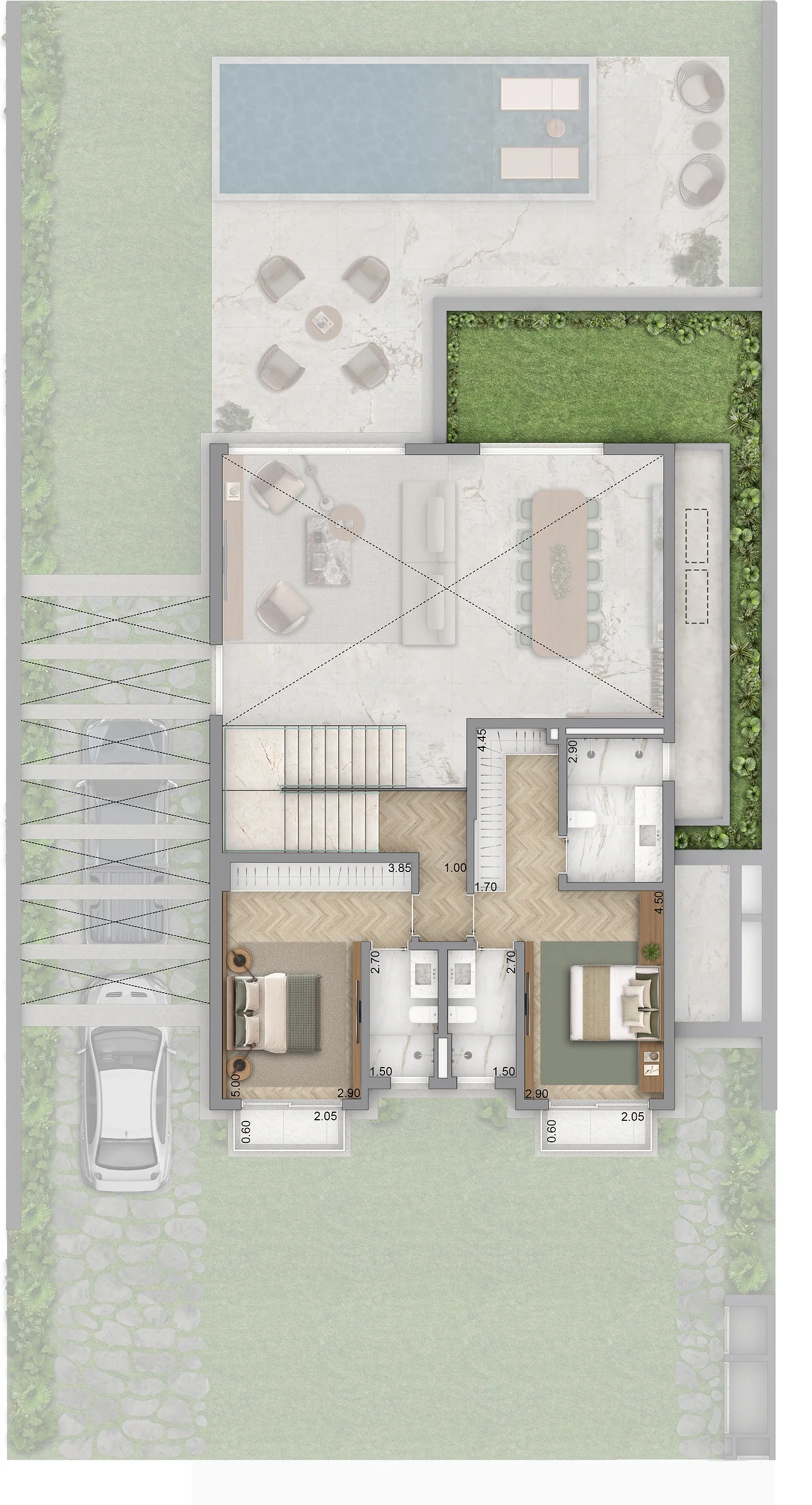 Planta Villa Riviera — Superior · opção 03, 367 m²